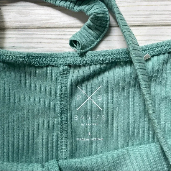 Pacsun teal ribbed halter crop top size large - Picture 5 of 9